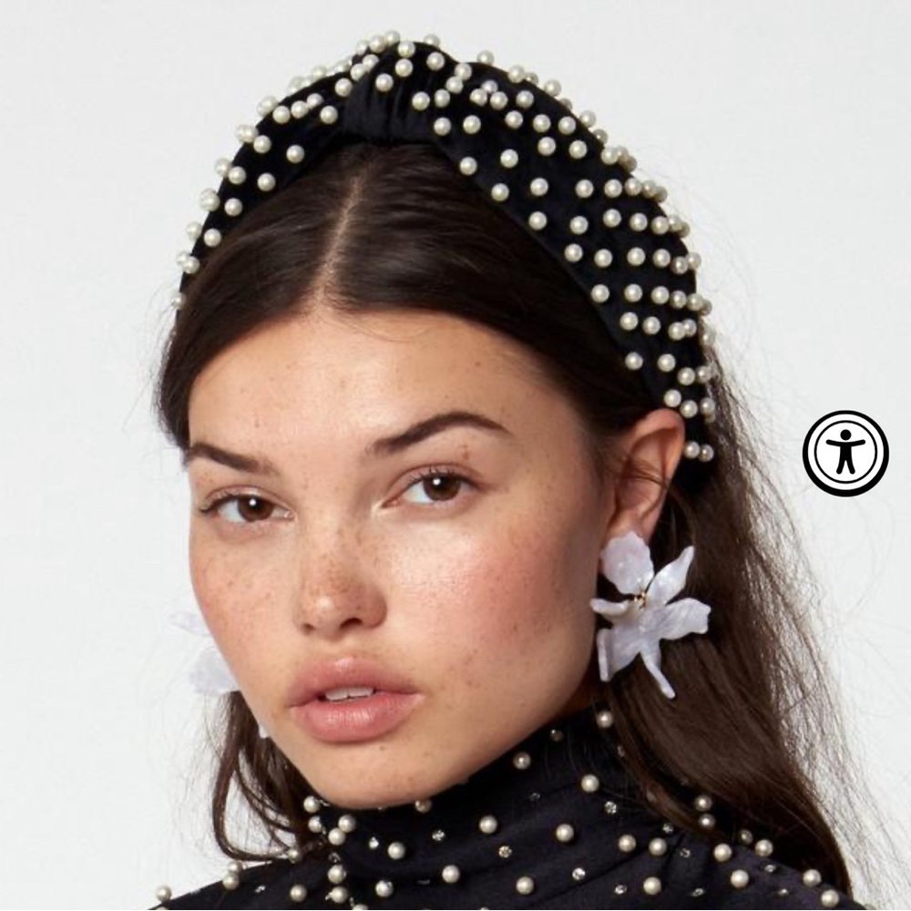 Lele Sadoughi black headband with pearls - Picture 2 of 2